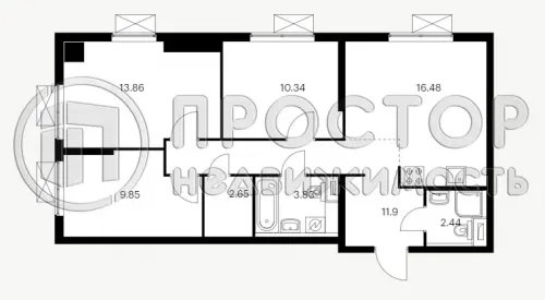 3-комнатная квартира, 71.35 м² - фото 4