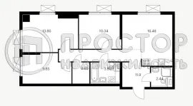 3-комнатная квартира, 71.35 м² - фото 7