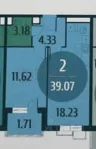 1-комнатная квартира, 37.5 м² - фото 35