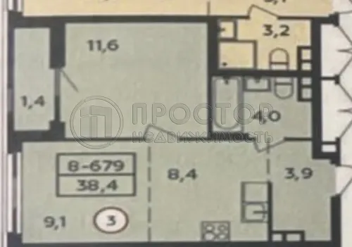 2-комнатная квартира, 38.4 м² - фото 7