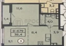 2-комнатная квартира, 38.4 м² - фото 13