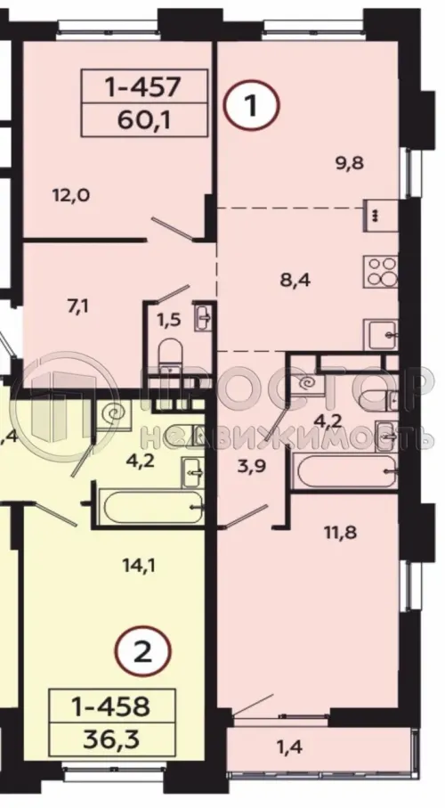 3-комнатная квартира, 60.1 м² - фото 15