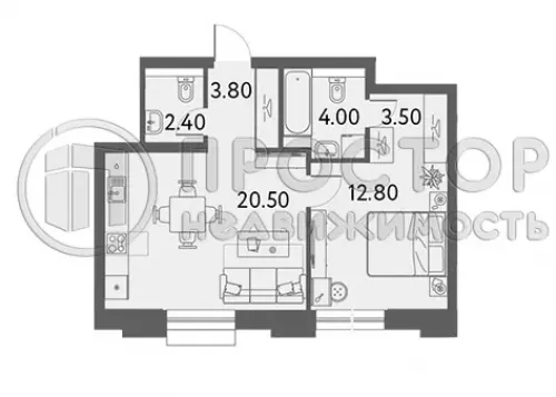 2-комнатная квартира, 47 м² - фото 12