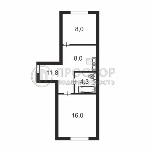 2-комнатная квартира, 46.5 м² - фото 21