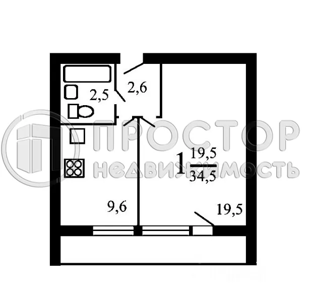 1-комнатная квартира, 39 м² - фото 18