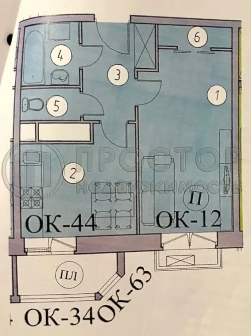 1-комнатная квартира, 35 м² - фото 17