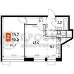 2-комнатная квартира, 45.5 м² - фото 15