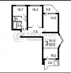 3-комнатная квартира, 84 м² - фото 47