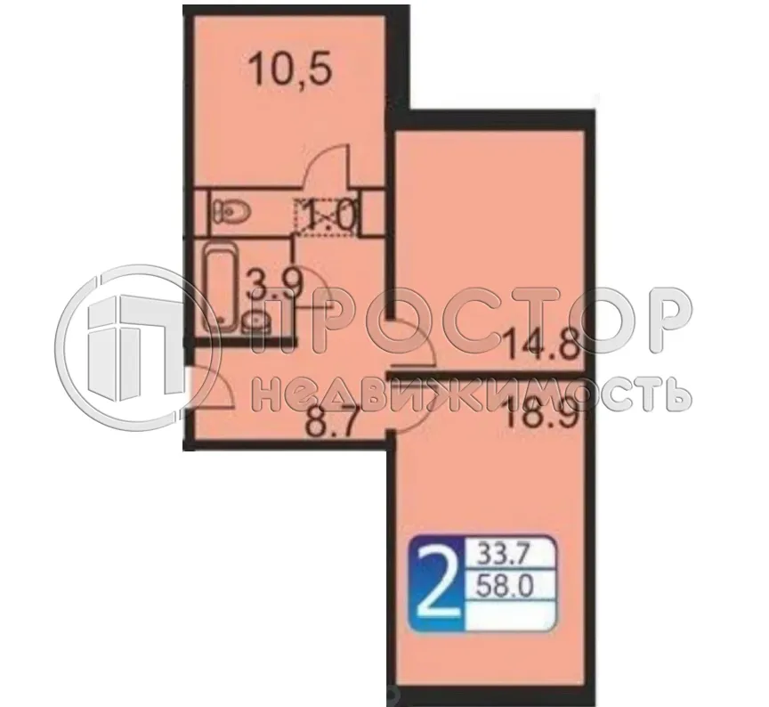 2-комнатная квартира, 55.6 м² - фото 20