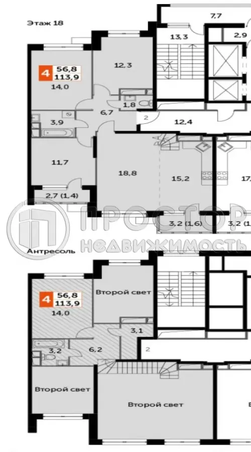 4-комнатная квартира, 113.9 м² - фото 4