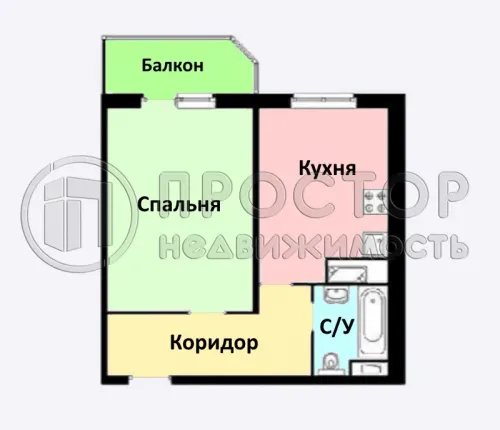 1-комнатная квартира, 42 м² - фото 13