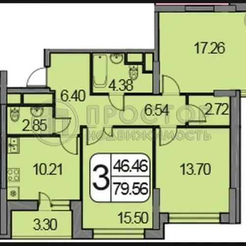 3-комнатная квартира, 81.7 м² - фото 8