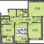 3-комнатная квартира, 81.7 м² - фото 19