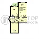 2-комнатная квартира, 88.3 м² - фото 63