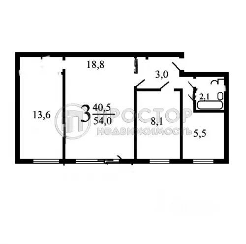 3-комнатная квартира, 54 м² - фото 11