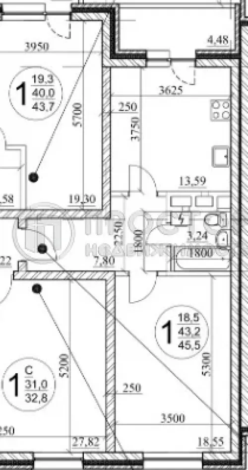 1-комнатная квартира, 46.6 м² - фото 18