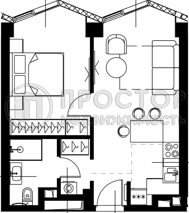 1-комнатная квартира, 41.21 м² - фото 14