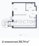 2-комнатная квартира, 38.8 м² - фото 6