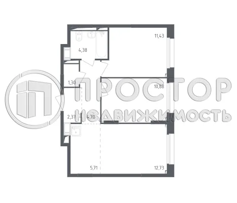 2-комнатная квартира, 53.5 м² - фото 8