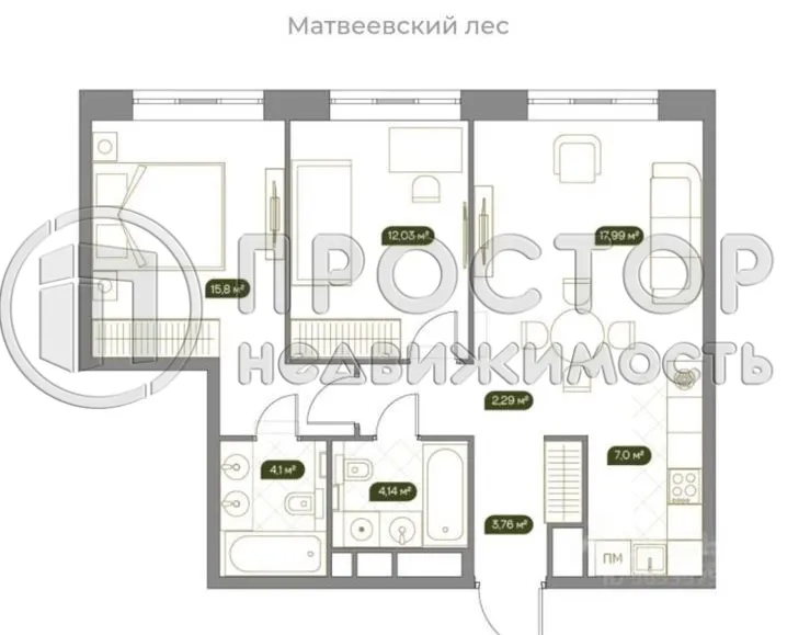 3-комнатная квартира, 67 м² - фото 3