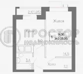 1-комнатная квартира, 35.05 м² - фото 10