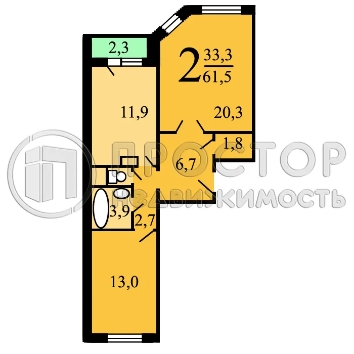 2-комнатная квартира, 60 м² - фото 25