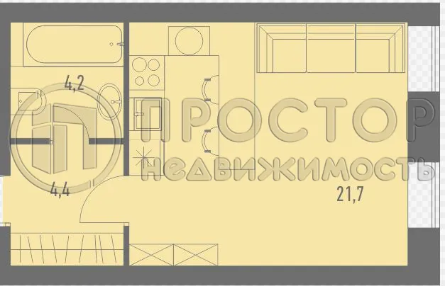 Студия, 29.3 м² - фото 16