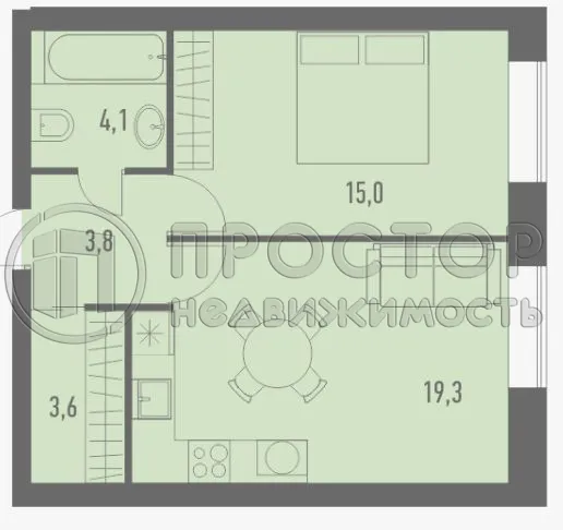 1-комнатная квартира, 45.2 м² - фото 15