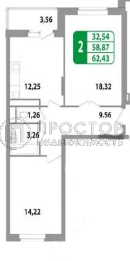 2-комнатная квартира, 62 м² - фото 16