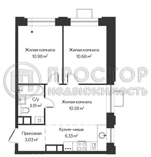 3-комнатная квартира, 45.52 м² - фото 4