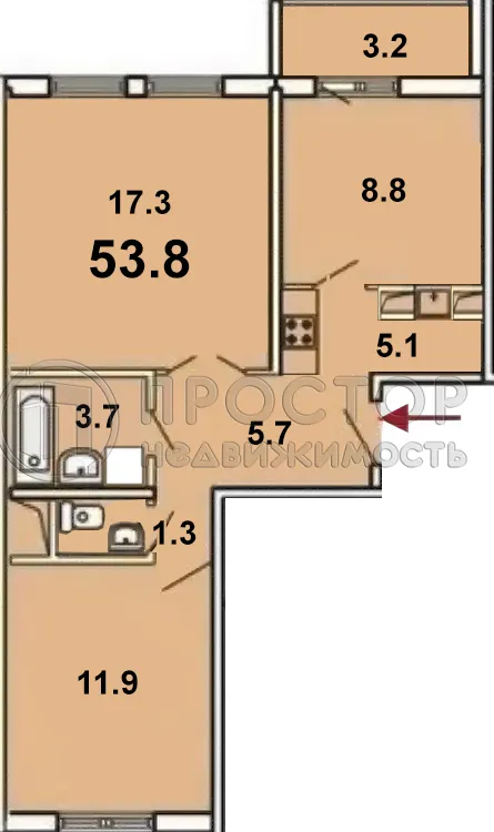 2-комнатная квартира, 58.8 м² - фото 26