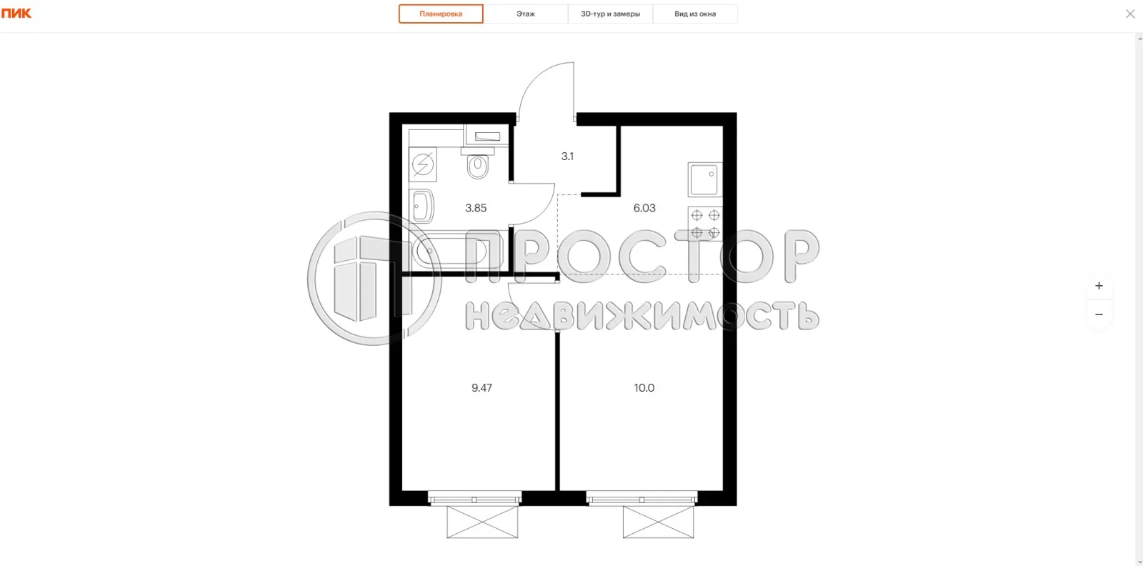 1-комнатная квартира, 32.45 м² - фото 20