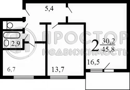 2-комнатная квартира, 45.8 м² - фото 17