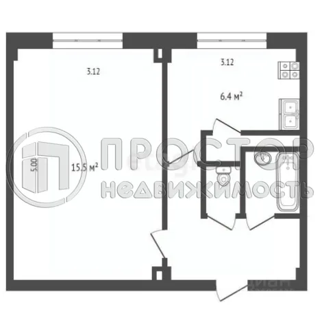 1-комнатная квартира, 29.9 м² - фото 14