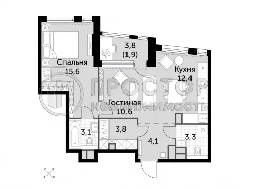 2-комнатная квартира, 55 м² - фото 5