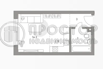 Студия, 23.1 м² - фото 5