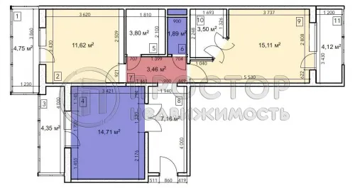 2-комнатная квартира, 67.3 м² - фото 14