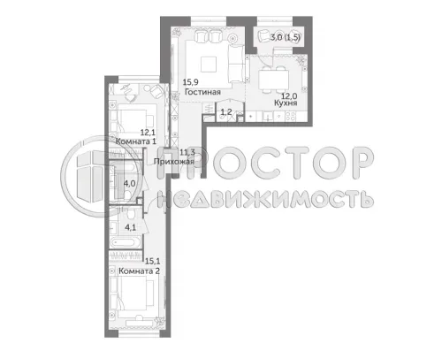 3-комнатная квартира, 76 м² - фото 6