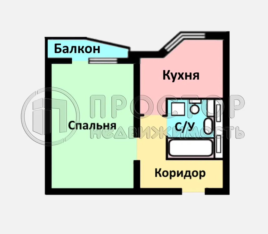 1-комнатная квартира, 40 м² - фото 14