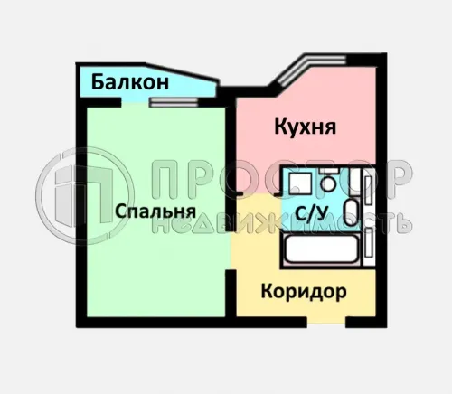 1-комнатная квартира, 40 м² - фото 14