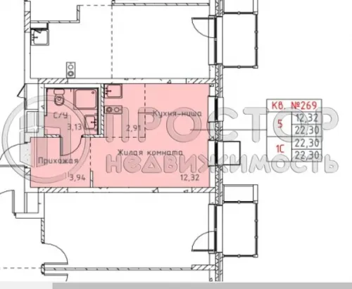 Студия, 22.3 м² - фото 13