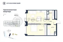 1-комнатная квартира, 49.21 м² - фото 17