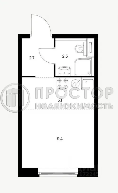Студия, 19.7 м² - фото 14