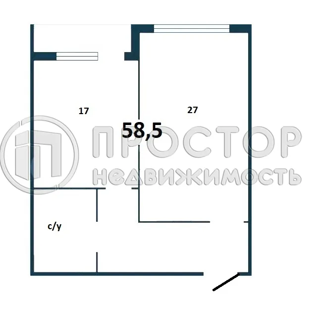1-комнатная квартира, 59 м² - фото 17