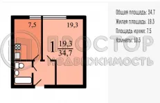1-комнатная квартира, 35 м² - фото 15