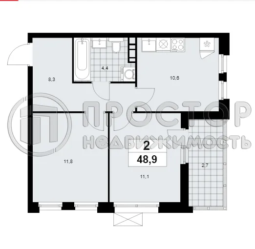 2-комнатная квартира, 48.9 м² - фото 49