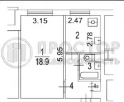 1-комнатная квартира, 32.9 м² - фото 33