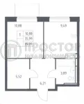 1-комнатная квартира, 35.99 м² - фото 17