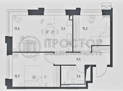 3-комнатная квартира, 51.1 м² - фото 16