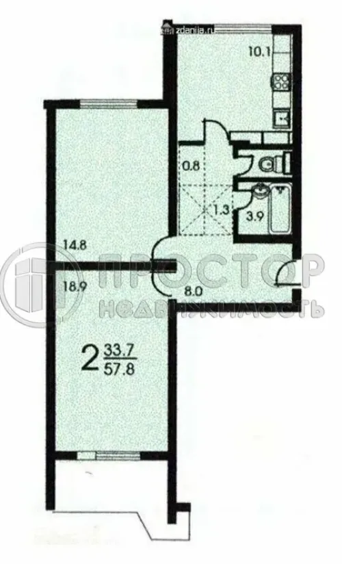 2-комнатная квартира, 57.7 м² - фото 23